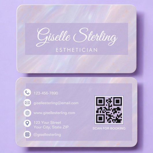 Esthetician Iridescent QR Code Professional 名刺