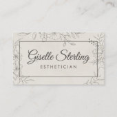 Esthetician Marble Stone Floral Line Art Script 名刺 (正面)