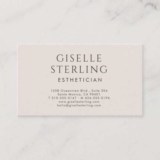 Esthetician Minimalist Luxury Neutral Modern 名刺 (正面)
