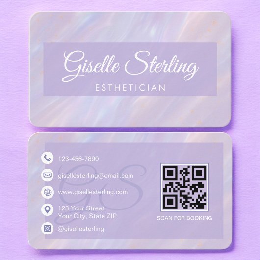 Esthetician Pastel Purple QR Code 名刺