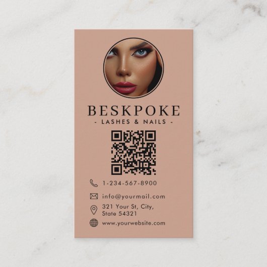 Esthetician Photo Feed Boho Social Media QR Code 名刺 (正面)