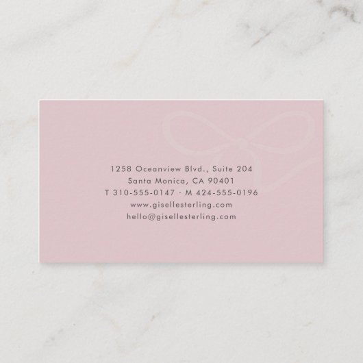 Esthetician Pink Bow 名刺 (裏面)