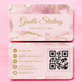 Esthetician Pink Gold Agate QR Code 名刺