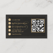 Esthetician QR Code Black Linen Luxury  名刺 (裏面)