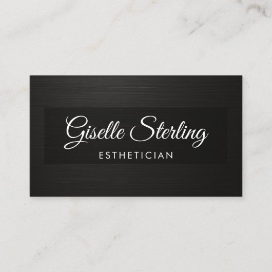 Esthetician QR Code Black Metallic Luxury 名刺 (正面)