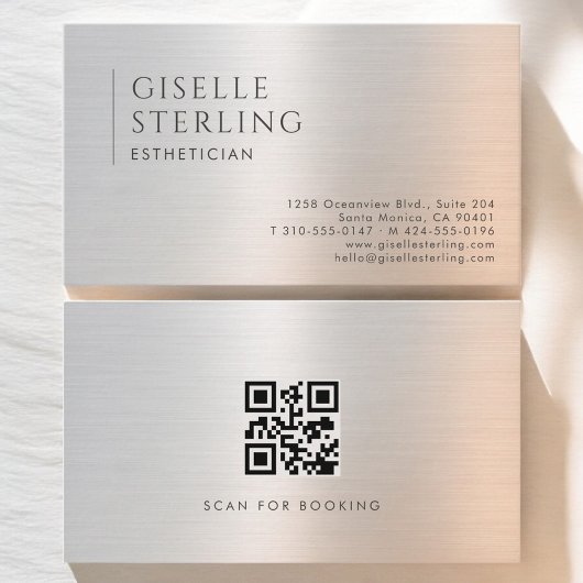Esthetician QR Code Brushed Metal 名刺