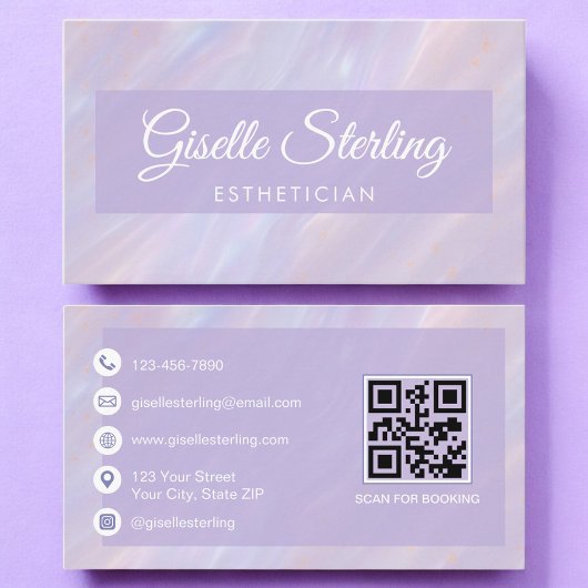 Esthetician QR Code Iridescent Pastel Opal 名刺