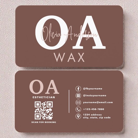 Esthetician QR Code Terracotta Wax Specialist  名刺