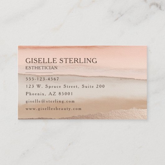 Esthetician Rose Gold Blush Beige Watercolor 名刺 (裏面)