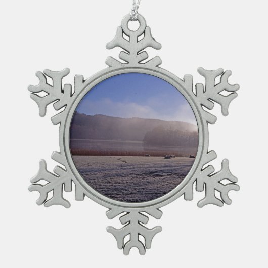 Esthwiate Water Winter Holiday CardポスターフォトB スノーフレークピューターオーナメント (正面)