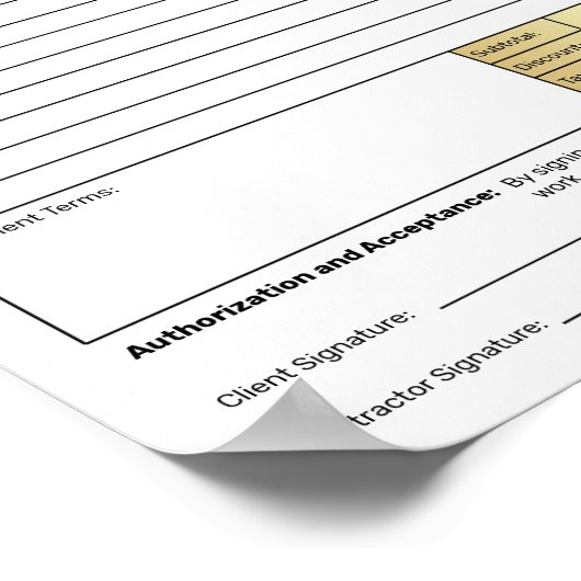 Estimate Quote Job Proposal Forms Contractor ポスター (角)