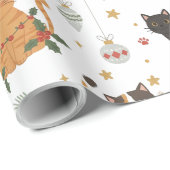 estive Meowy Christmas Cat Pattern Gift ラッピングペーパー (ロールコーナー)