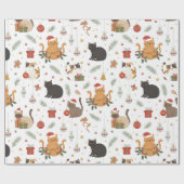 estive Meowy Christmas Cat Pattern Gift ラッピングペーパー (フラット)