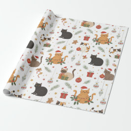 estive Meowy Christmas Cat Pattern Gift ラッピングペーパー