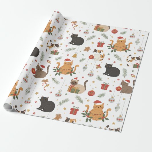 estive Meowy Christmas Cat Pattern Gift ラッピングペーパー (アンロールド)