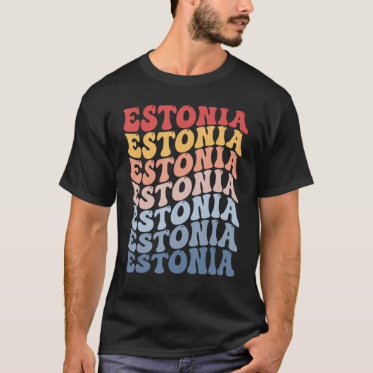 Estonia Groovy Retro Estonian Tシャツ (正面)