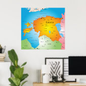 Estonia Map Baltic Country and Cities ポスター (ホームオフィス)