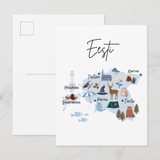 Estonia travel map ポストカード (正面/裏面)