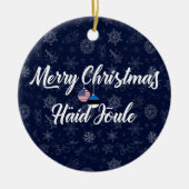 Estonian American Bilingual Merry Christmas セラミックオーナメント (正面)