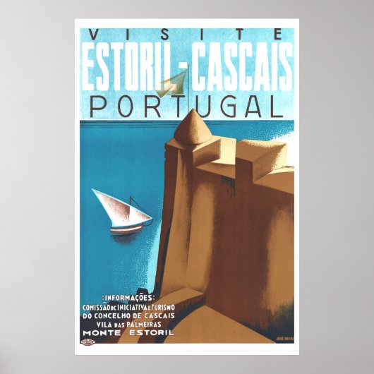 Estoril-Cascaisポルトガルヴィンテージ旅行ポスター ポスター (正面)