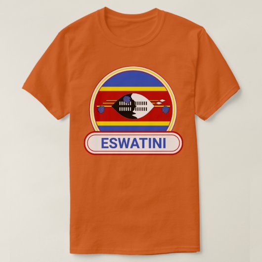 Eswatini国バッジエスワiniフラグ Tシャツ (デザイン正面)