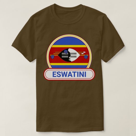 Eswatini国バッジエスワiniフラグ Tシャツ (デザイン正面)