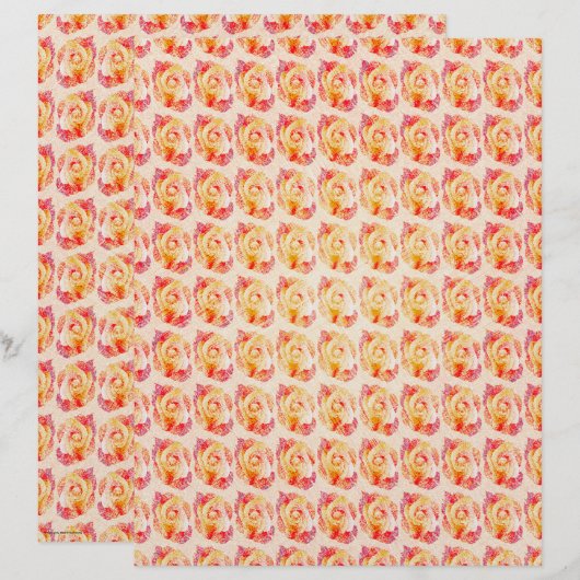 ET Abstract Roses Scrapbook Paper 2-Sided Page (正面/裏面)