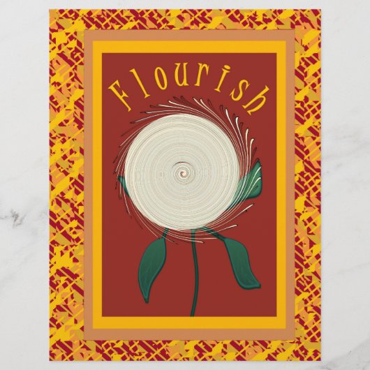 ET Flourish Flower Scrapbook Paper 2-Sided Page (正面)