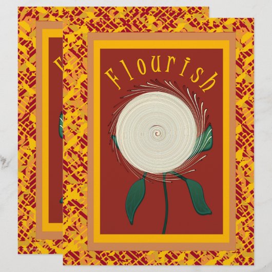 ET Flourish Flower Scrapbook Paper 2-Sided Page (正面/裏面)