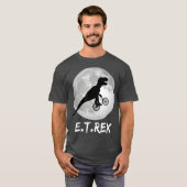 ET Rex Funny Dinosaur TRex on Bike over the Tシャツ (正面フル)