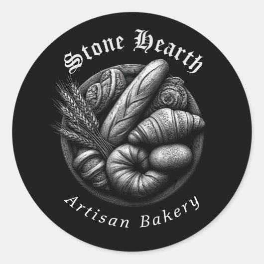 Etched Bread Basket Thank You Classic Round Stick ラウンドシール (正面)