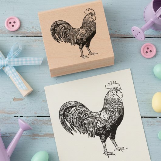 Etched Rooster Stamp for Art and Crafts ラバースタンプ