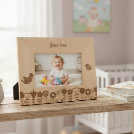 Etched Wooden Folk Art Birds and Flowers Photo  レーザー彫刻フレーム