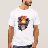 Été Tropical Chic | Graphique Vacances Soleil Tシャツ (正面)