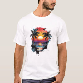 Été Tropical Chic | Graphique Vacances Soleil Tシャツ