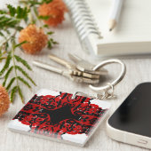 Eternal Abstract Red Black White Fluid Art キーホルダー (正面右)