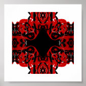Eternal Abstract Red Black White Fluid Art ポスター (正面)