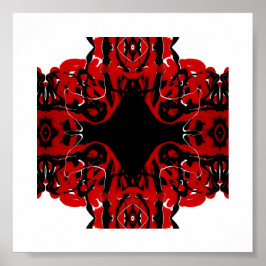 Eternal Abstract Red Black White Fluid Art ポスター