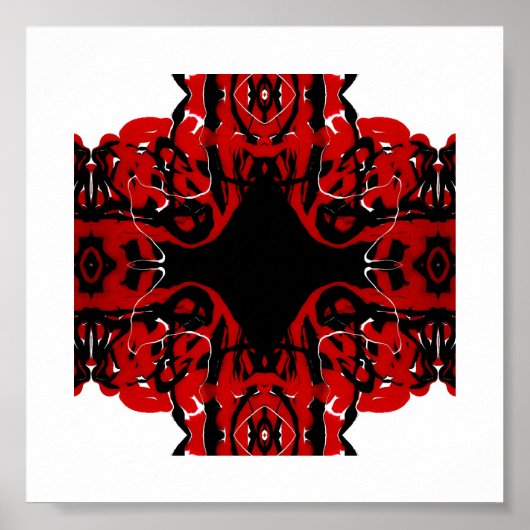 Eternal Abstract Red Black White Fluid Art ポスター (正面)