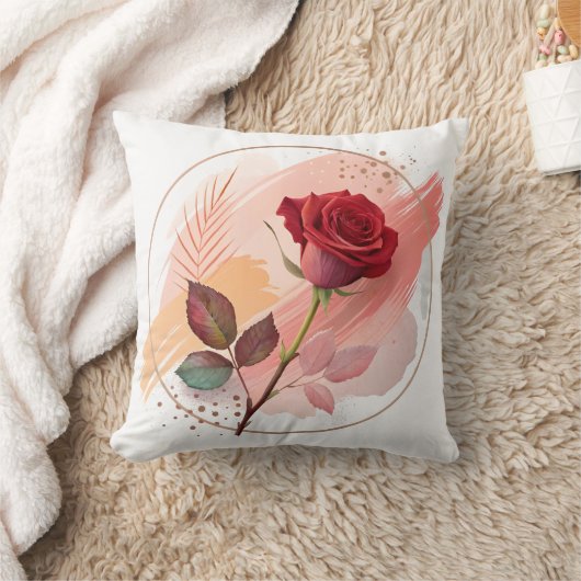 Eternal Blush: A Modern Rose in Abstract Harmony クッション (ブランケット)