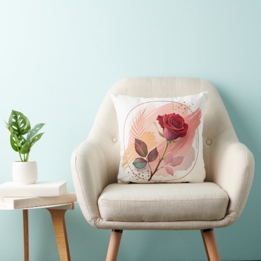 Eternal Blush: A Modern Rose in Abstract Harmony クッション (椅子)