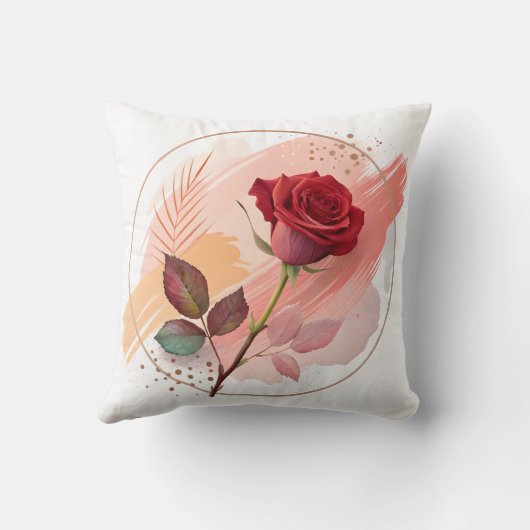 Eternal Blush: A Modern Rose in Abstract Harmony クッション (裏面)