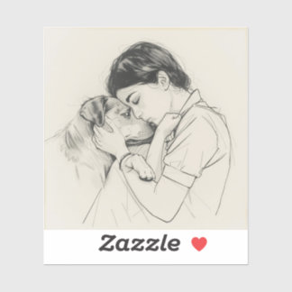 Eternal Companions: Black & White Pet Bond Paintin シール