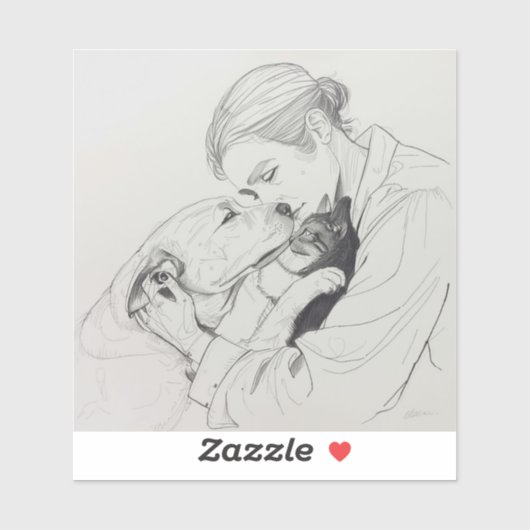 Eternal Companions: Black & White Pet Bond Paintin シール (シート)