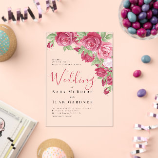 Eternal Crimson Floral Acrylic Wedding Invitation アクリル招待状