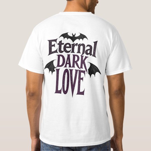 Eternal Dark Love Gothic Vampire Bat Romantic Tシャツ (裏面)