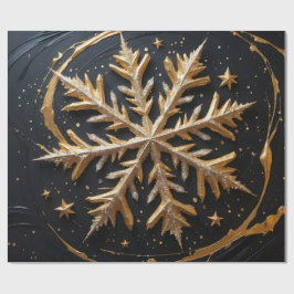 Eternal Frost – Golden Snowflake Glam Gift Wrap ラッピングペーパー