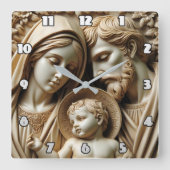 Eternal Grace: Holy Family in Gold スクエア壁時計 (正面)