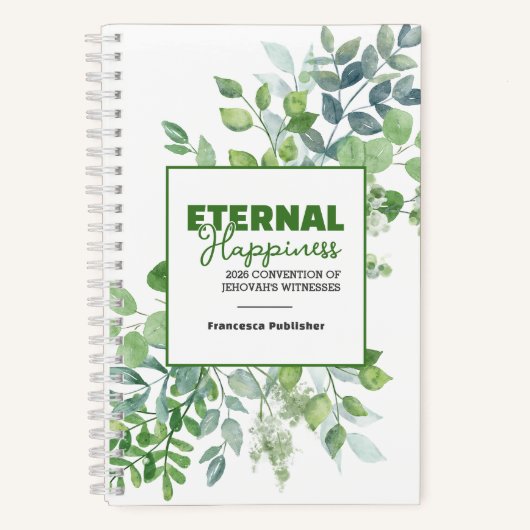 Eternal Happiness Convention Watercolor Greenery ノートブック (正面)