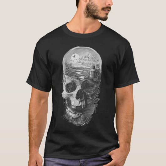 Eternal Landscape Skull: Surreal Memento Mori Tシャツ (正面)